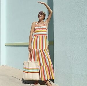 J. Crew Maxi Dress in Rainbow Stripe